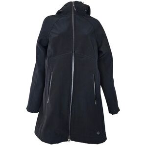 Columbia Weather Resistant Softshell Coat Hooded Fleece Lined Black Size Small